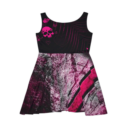 Pink Skull Skater Dress — Gothic Punk All-Over Print
