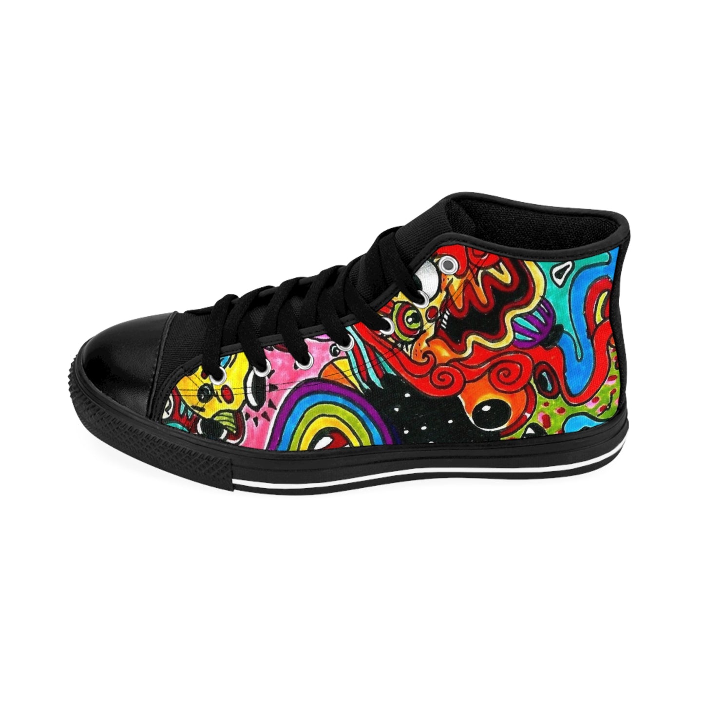Psychedelic Art High-Top Sneakers — Vibrant Tie-Dye & Abstract Graphic Men’s Shoes
