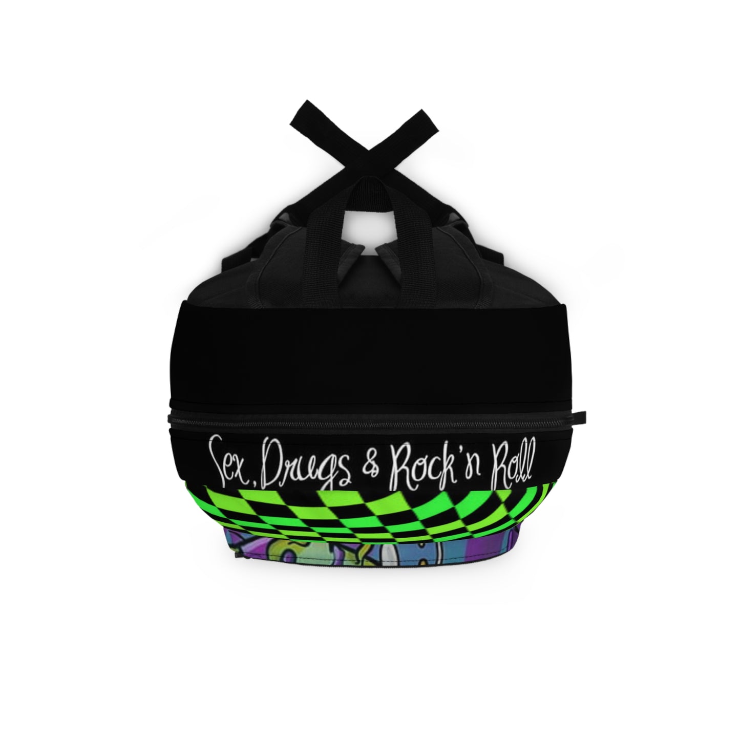 Psychedelic 'Good Vibes' Graphic Backpack — Retro Trippy Anti-Drug Design