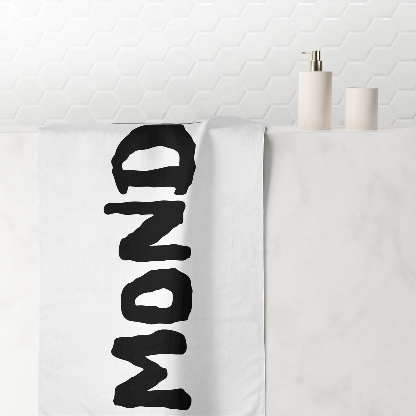 Monday Beach Towel — Bold Black 'MONDAY' Graphic Cotton Towel