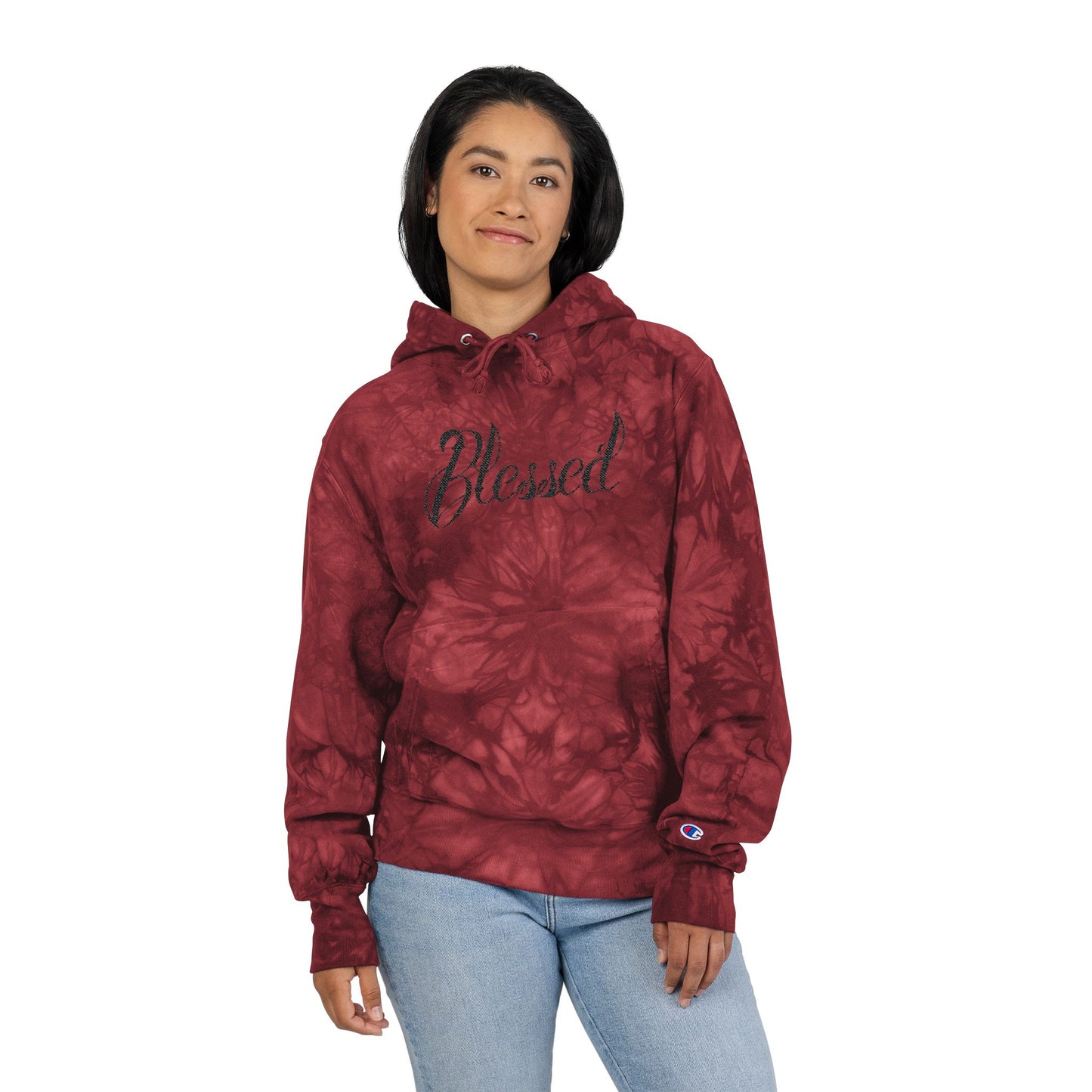Tie-Dye Champion Hoodie — Embroidered Logo Pullover