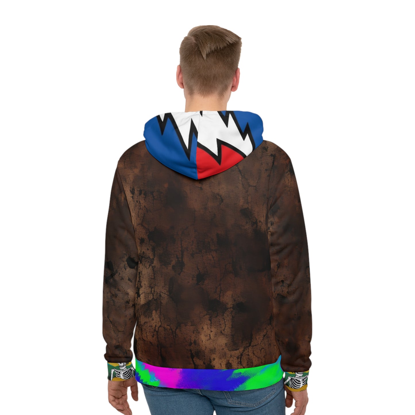 Grateful Dead Skull All-Over Print Hoodie — Psychedelic Tie-Dye Brown AOP