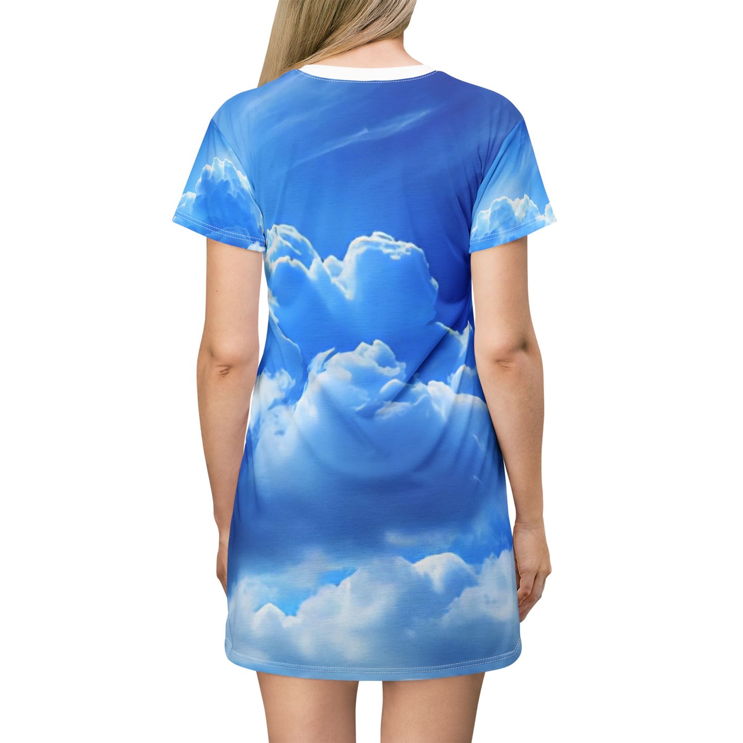 Daydream Clouds T-Shirt Dress — Blue Sky All-Over Print