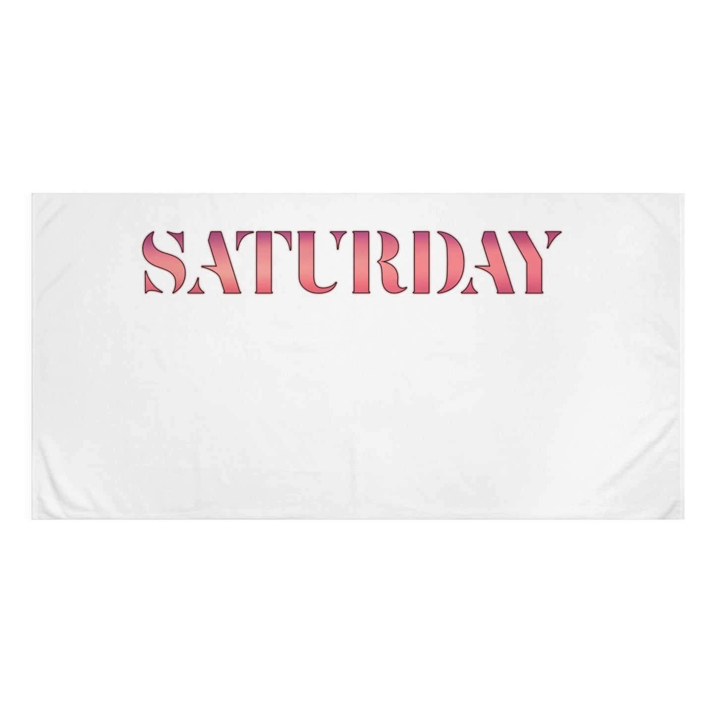 Beach Towel — 'SATURDAY' Pink Stencil Design