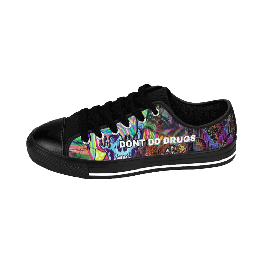 Men's Sneakers — Psychedelic Checkerboard Low-Top "DON'T DO DRUGS" Statement Shoes