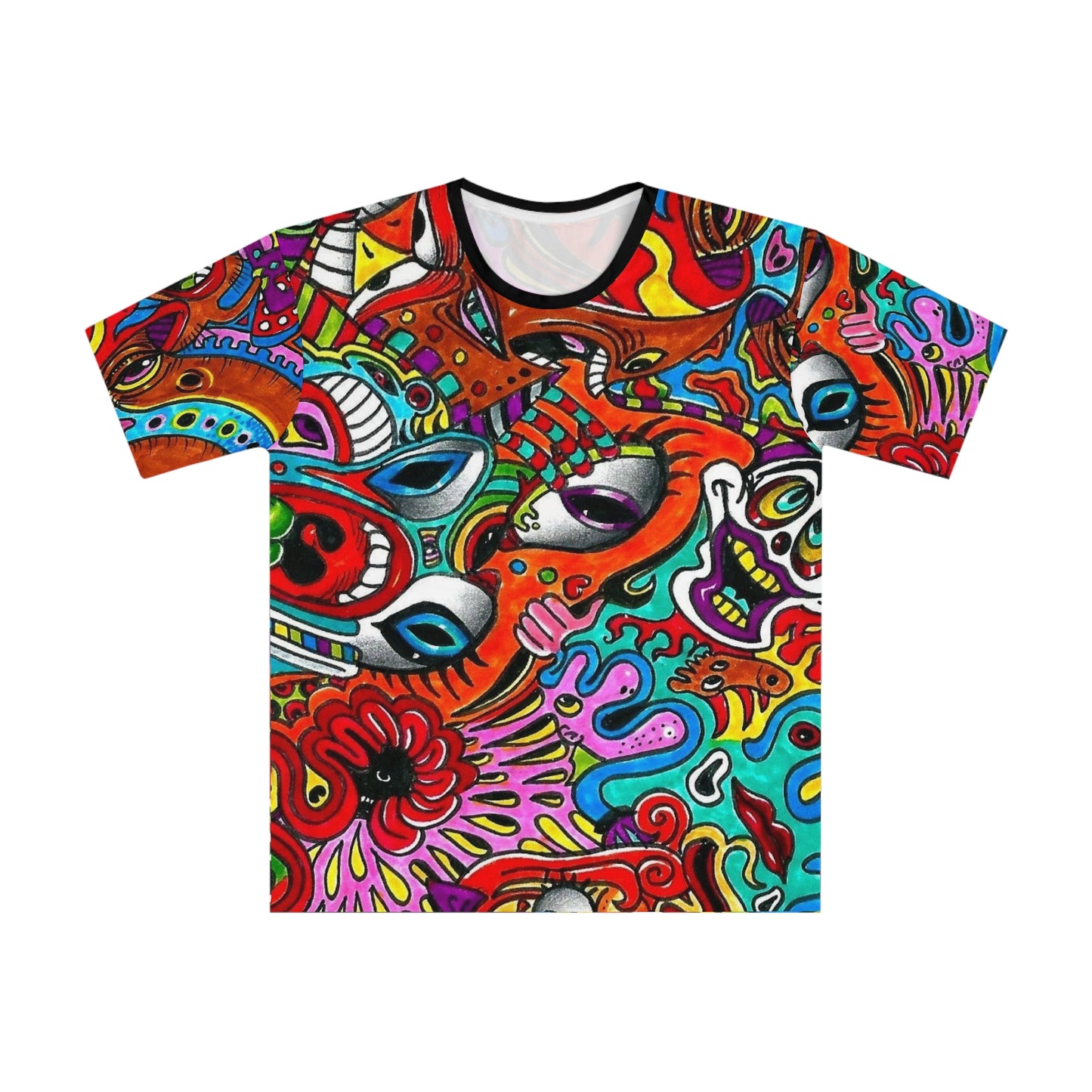 Psychedelic Doodle All-Over Print T‑Shirt — Colorful Abstract Art Tee