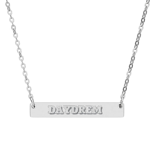 Engraved Horizontal Bar Necklace — Personalized Name & Message Pendant