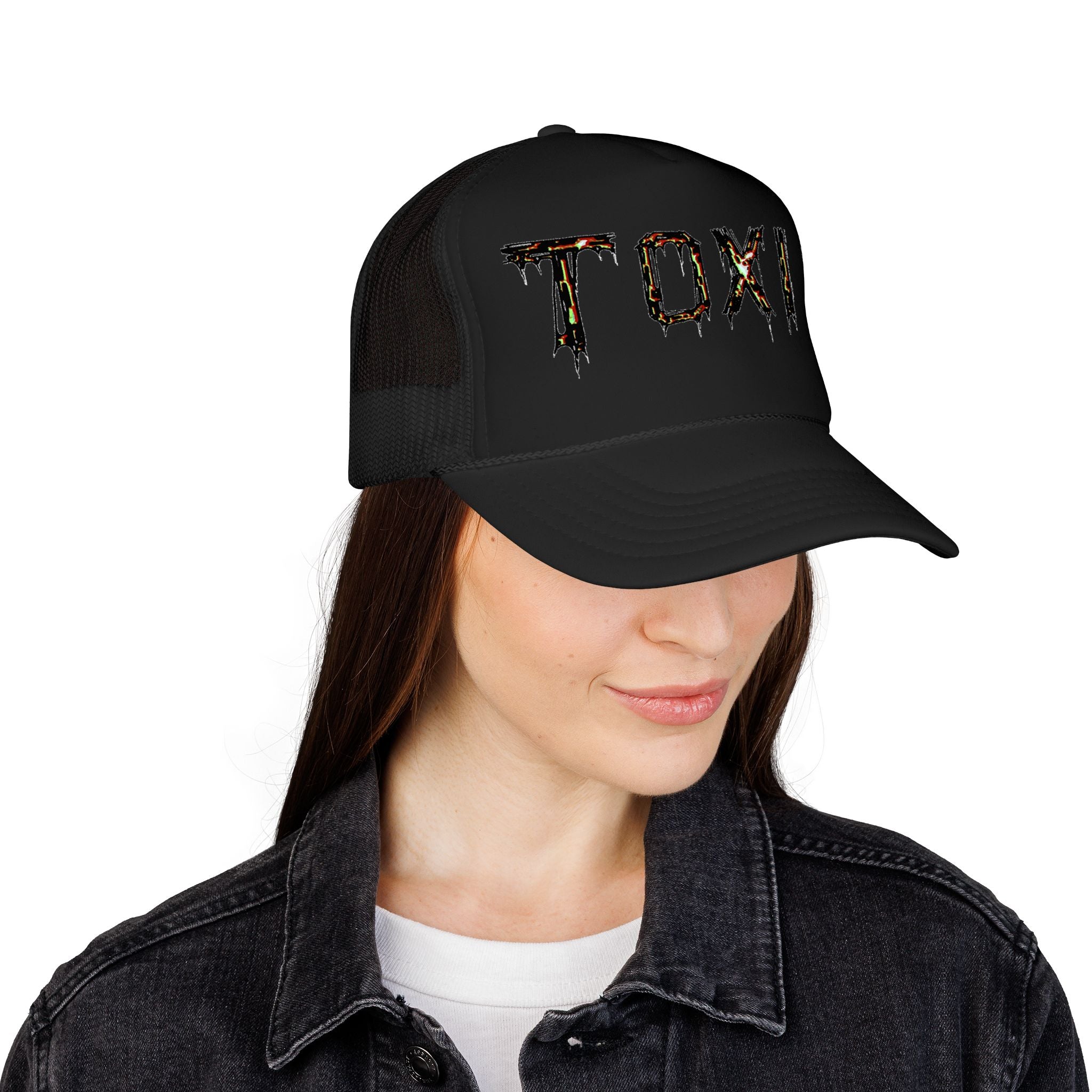 TOXIK Trucker Hat — Distressed Grunge Foam Mesh Cap