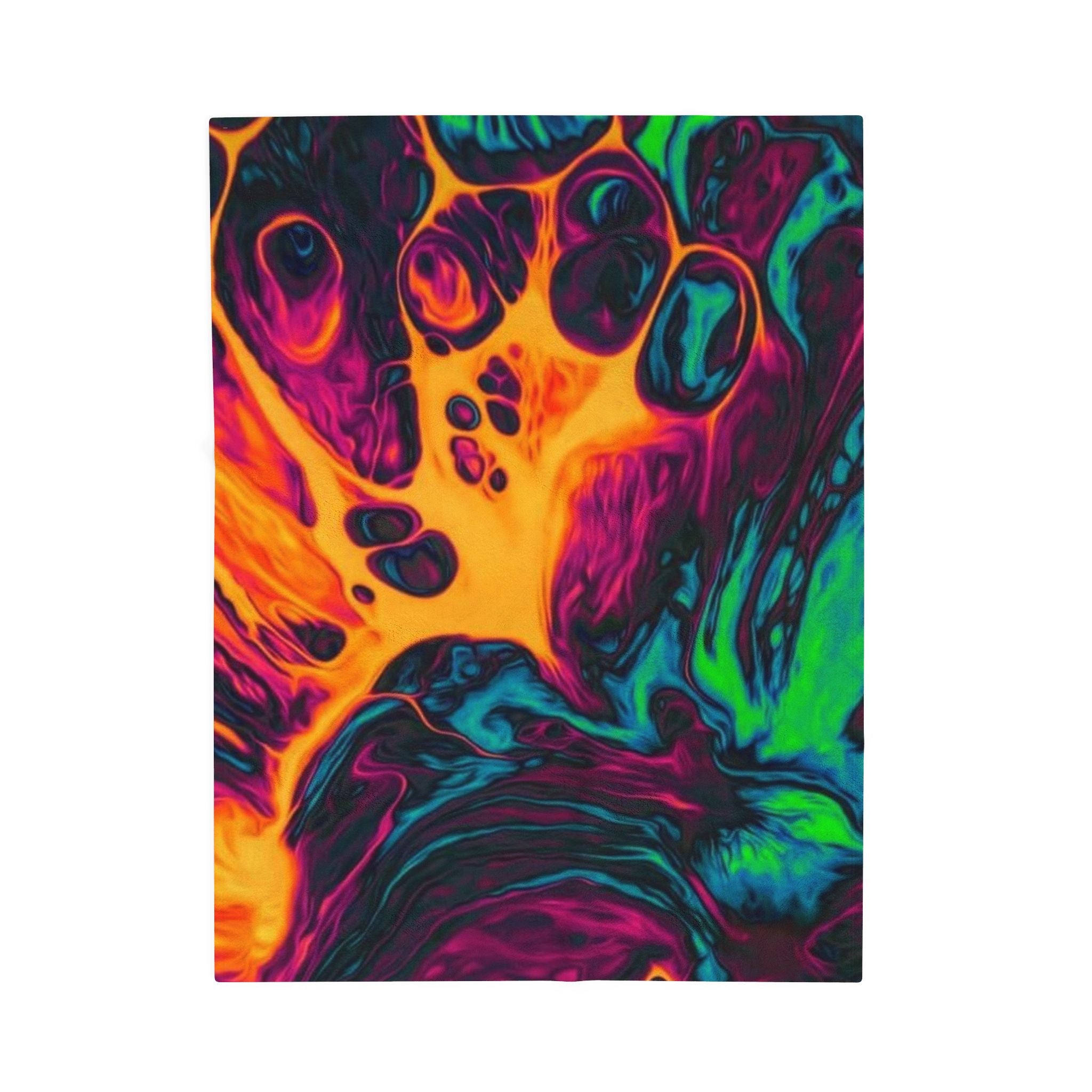 Psychedelic Swirl Velveteen Plush Blanket — Vibrant Neon Abstract Throw