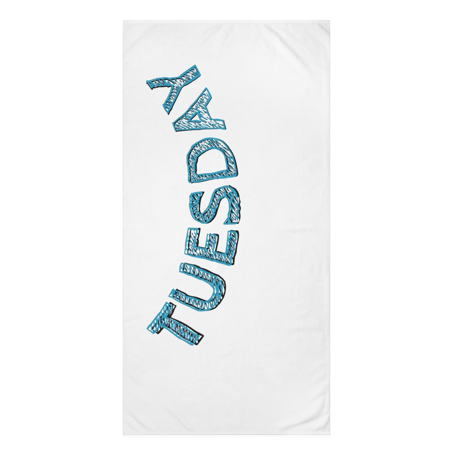 Tuesday Beach Towel — Blue Patterned "TUESDAY" Text