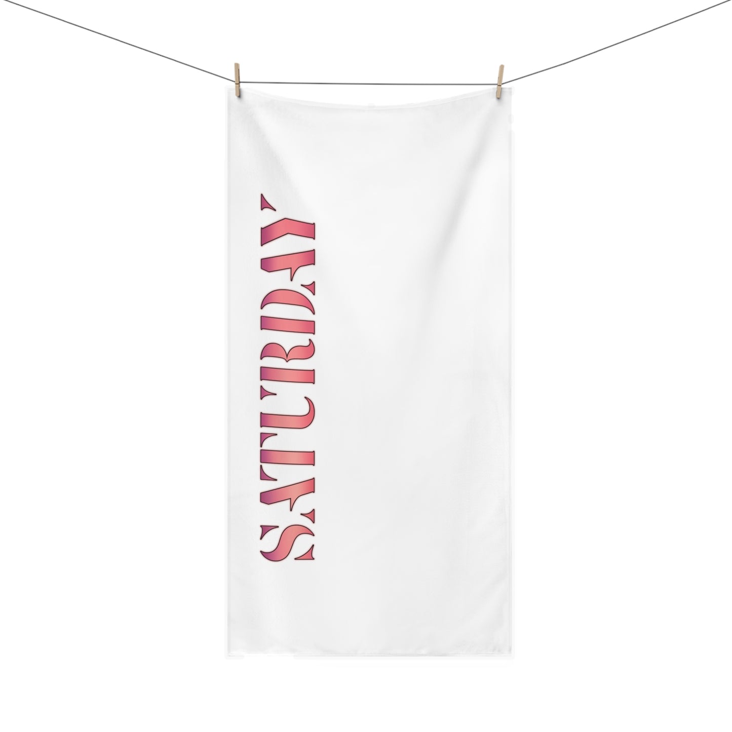 Beach Towel — 'SATURDAY' Pink Stencil Design