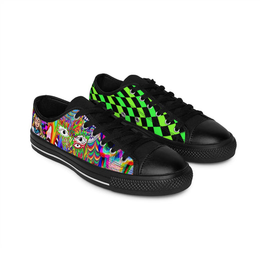 Men's Sneakers — Psychedelic Checkerboard Low-Top "DON'T DO DRUGS" Statement Shoes