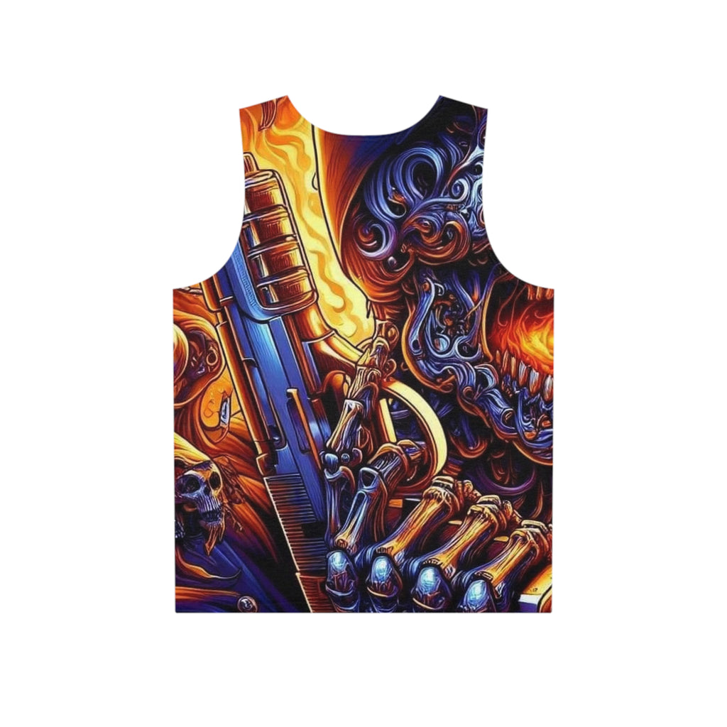 Skull Guitar Men's Tank — Fiery Skeleton Rock Music All-Over Print Tank Top