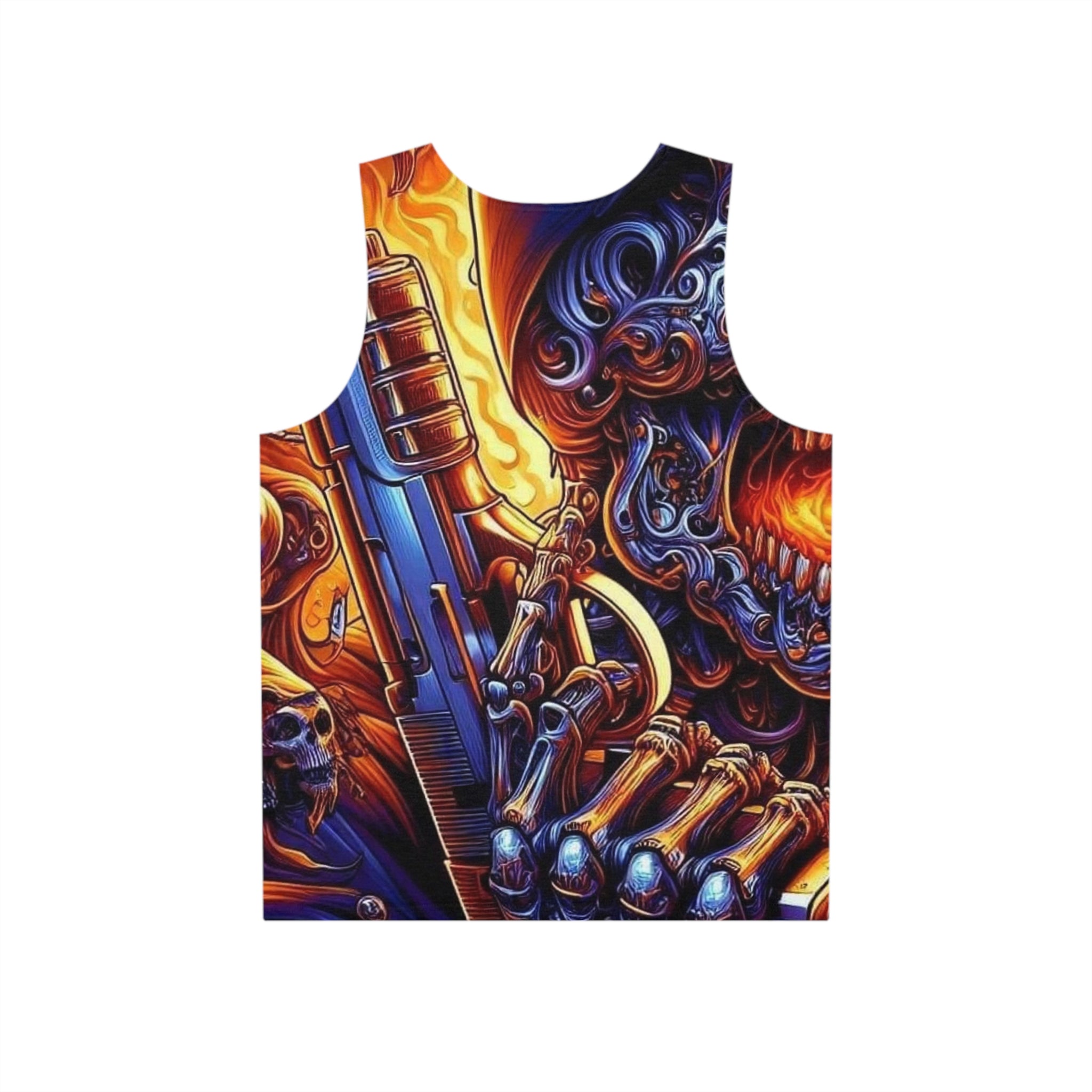 Skull Guitar Men's Tank — Fiery Skeleton Rock Music All-Over Print Tank Top