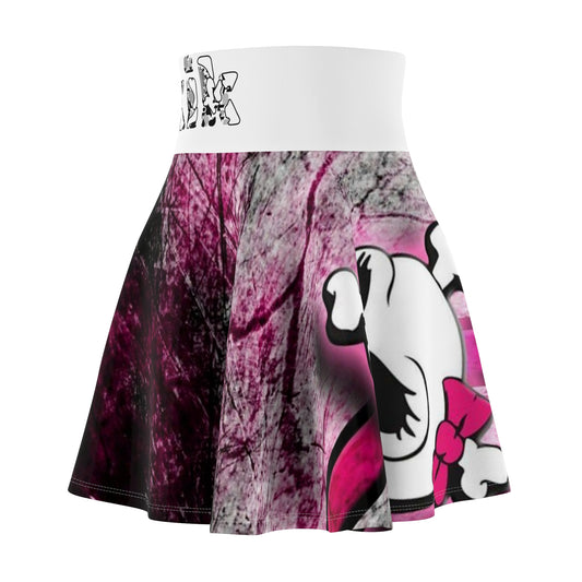 Skater Skirt — Pink Skull & Hearts AOP Print