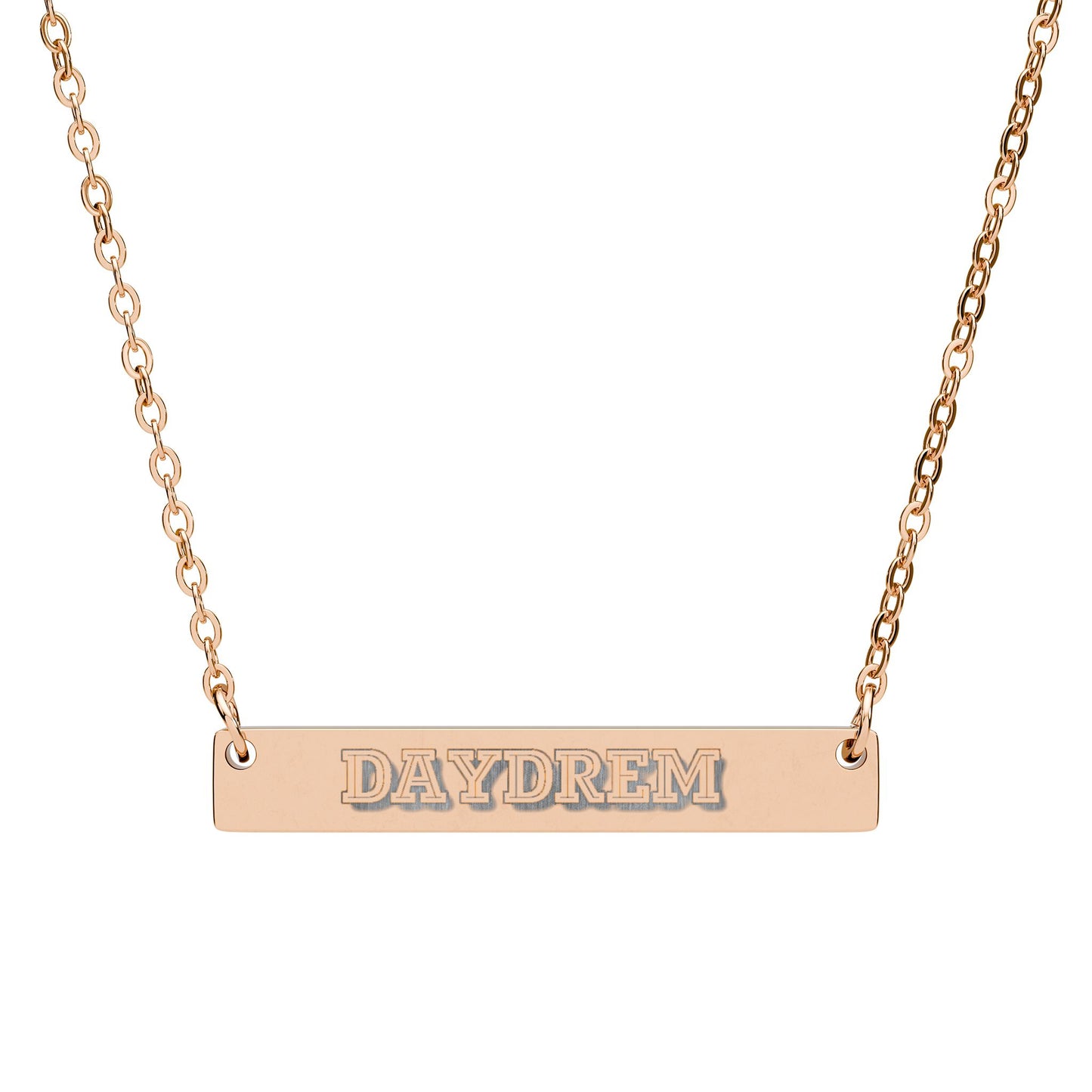 Engraved Horizontal Bar Necklace — Personalized Name & Message Pendant