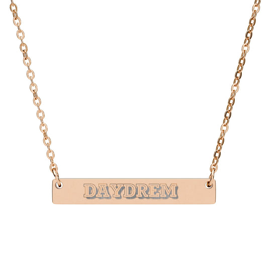 Engraved Horizontal Bar Necklace — Personalized Name & Message Pendant