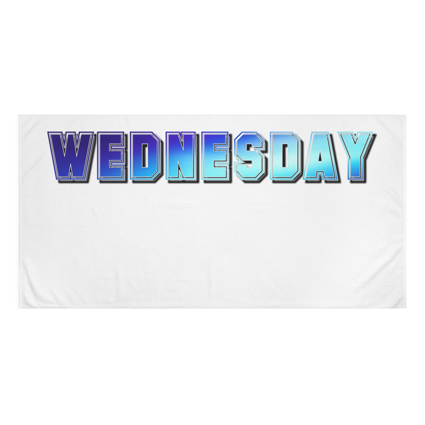 Wednesday Graphic Beach Towel – Bold Blue Ombre Text