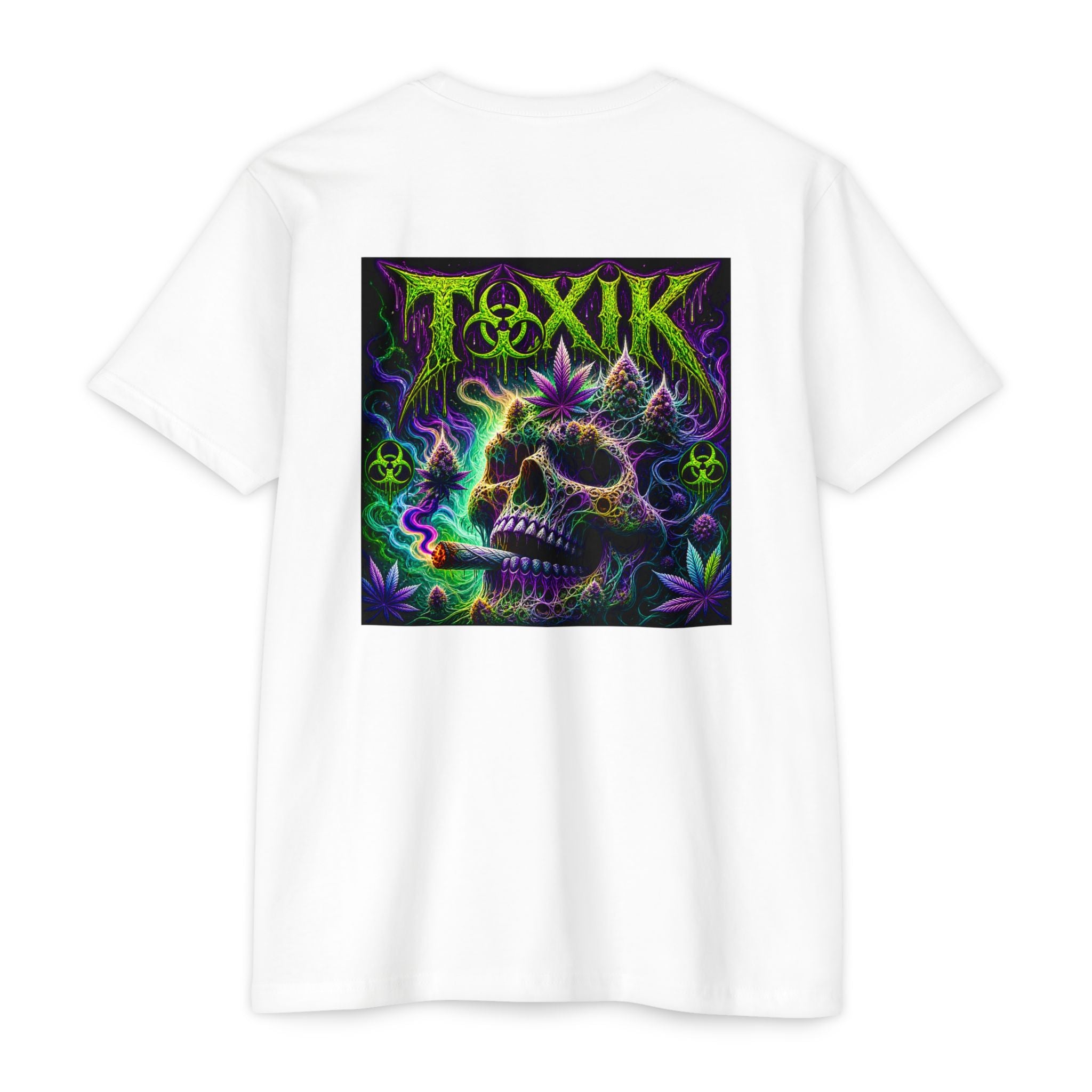 TOXIK Skull & Cannabis Graphic T‑Shirt — Neon Psychedelic Streetwear