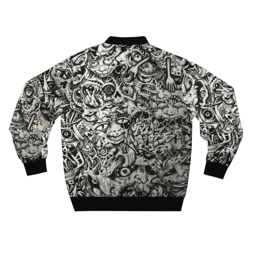 Doodle Skull All-Over Print Bomber Jacket