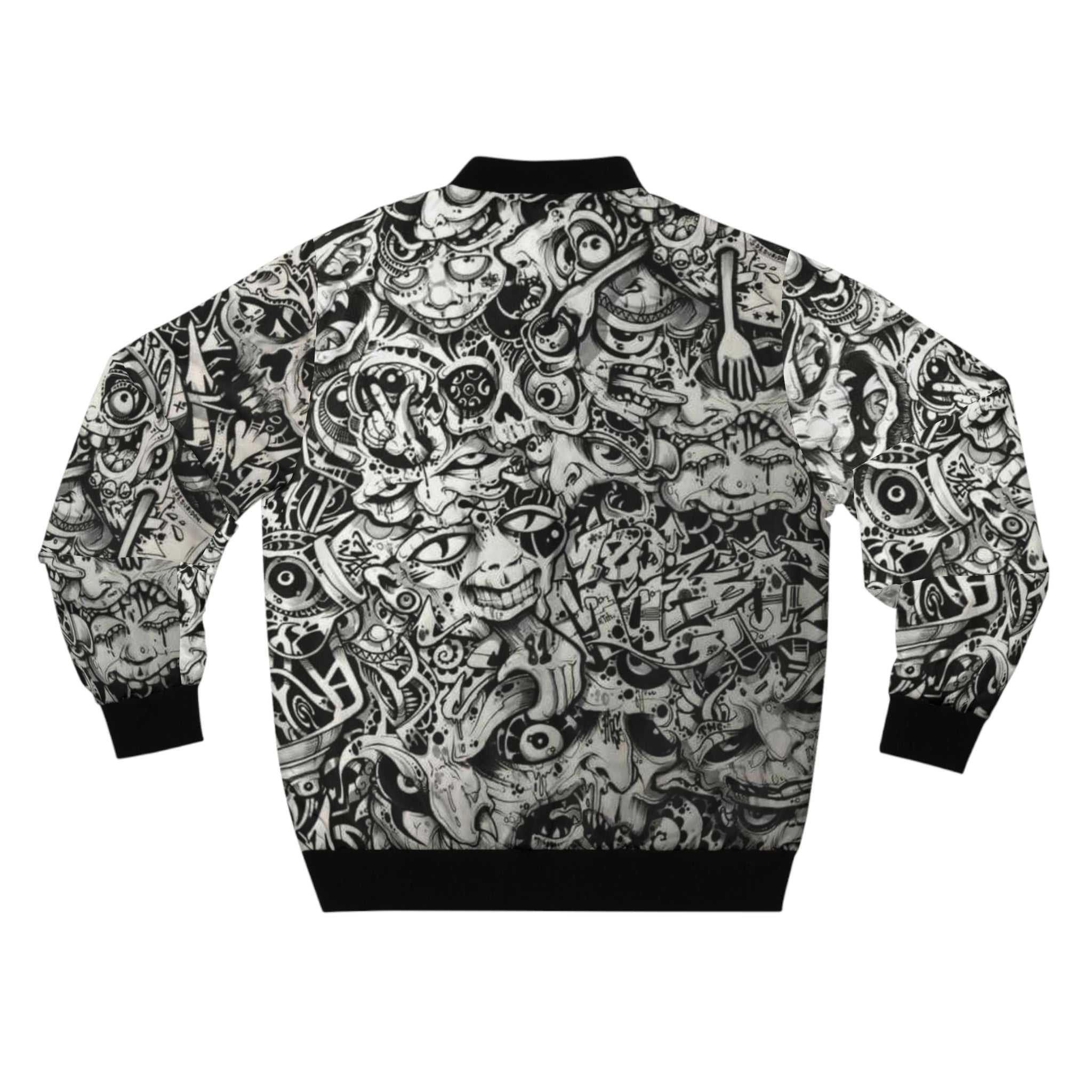 Doodle Skull All-Over Print Bomber Jacket