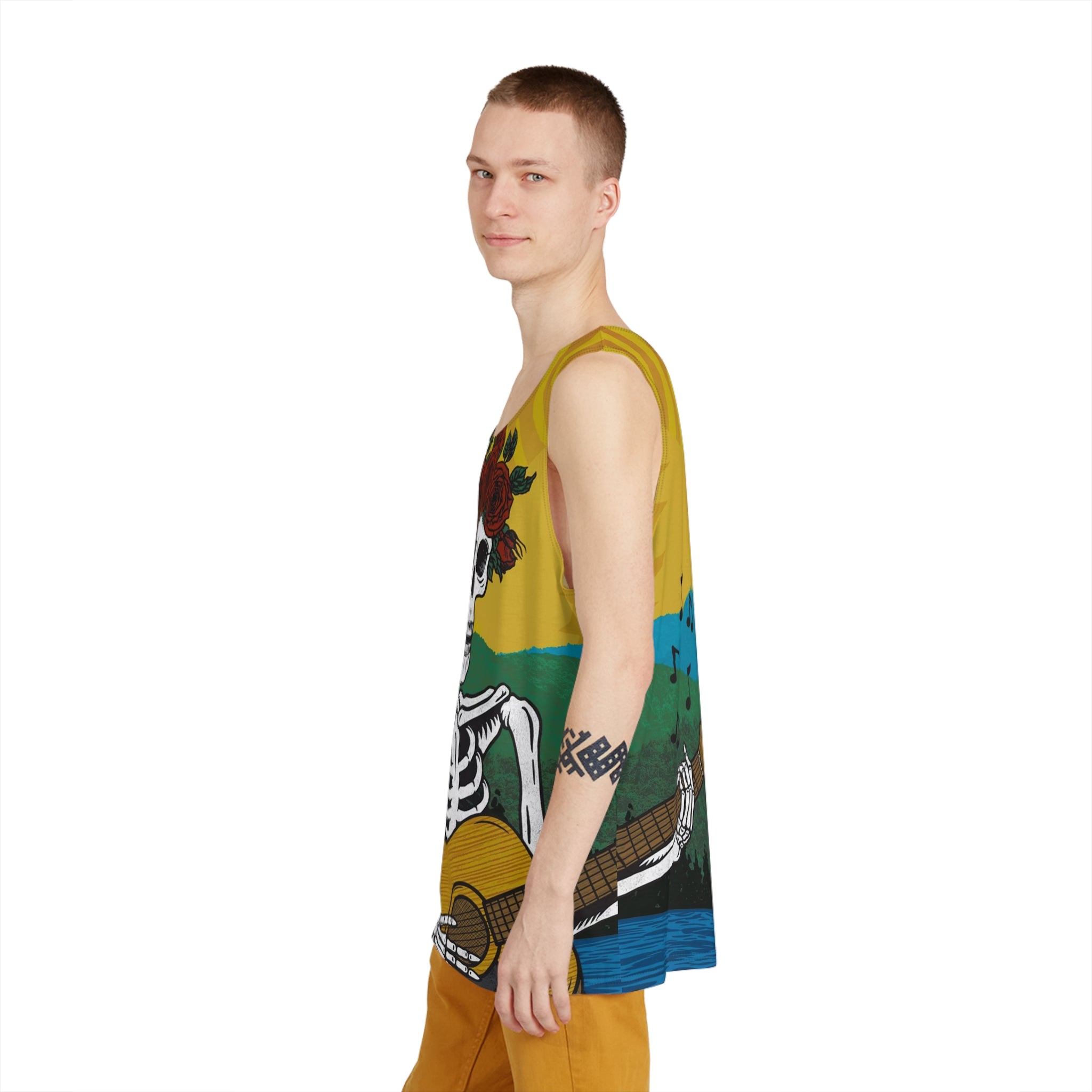 Men's Tank — Acoustic Skeleton Guitar Beach Tank Top