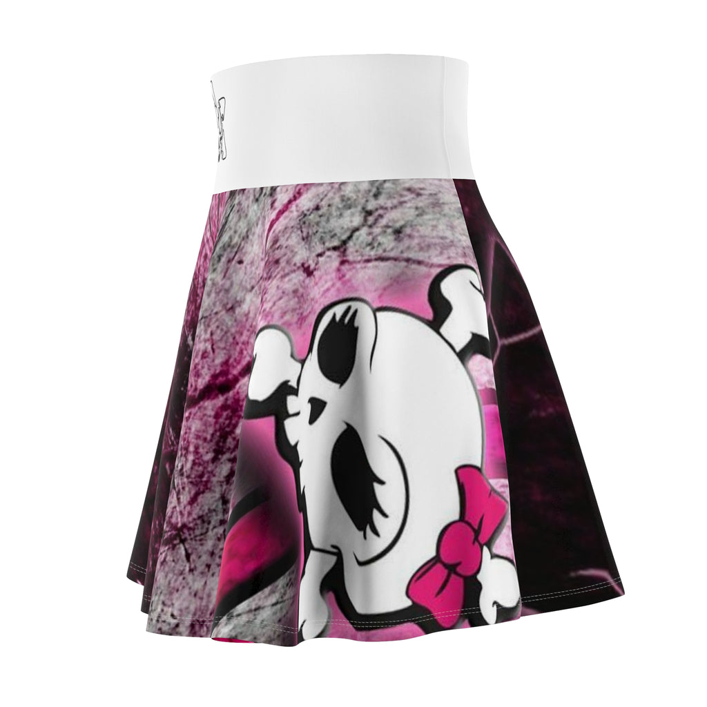 Skater Skirt — Pink Skull & Hearts AOP Print