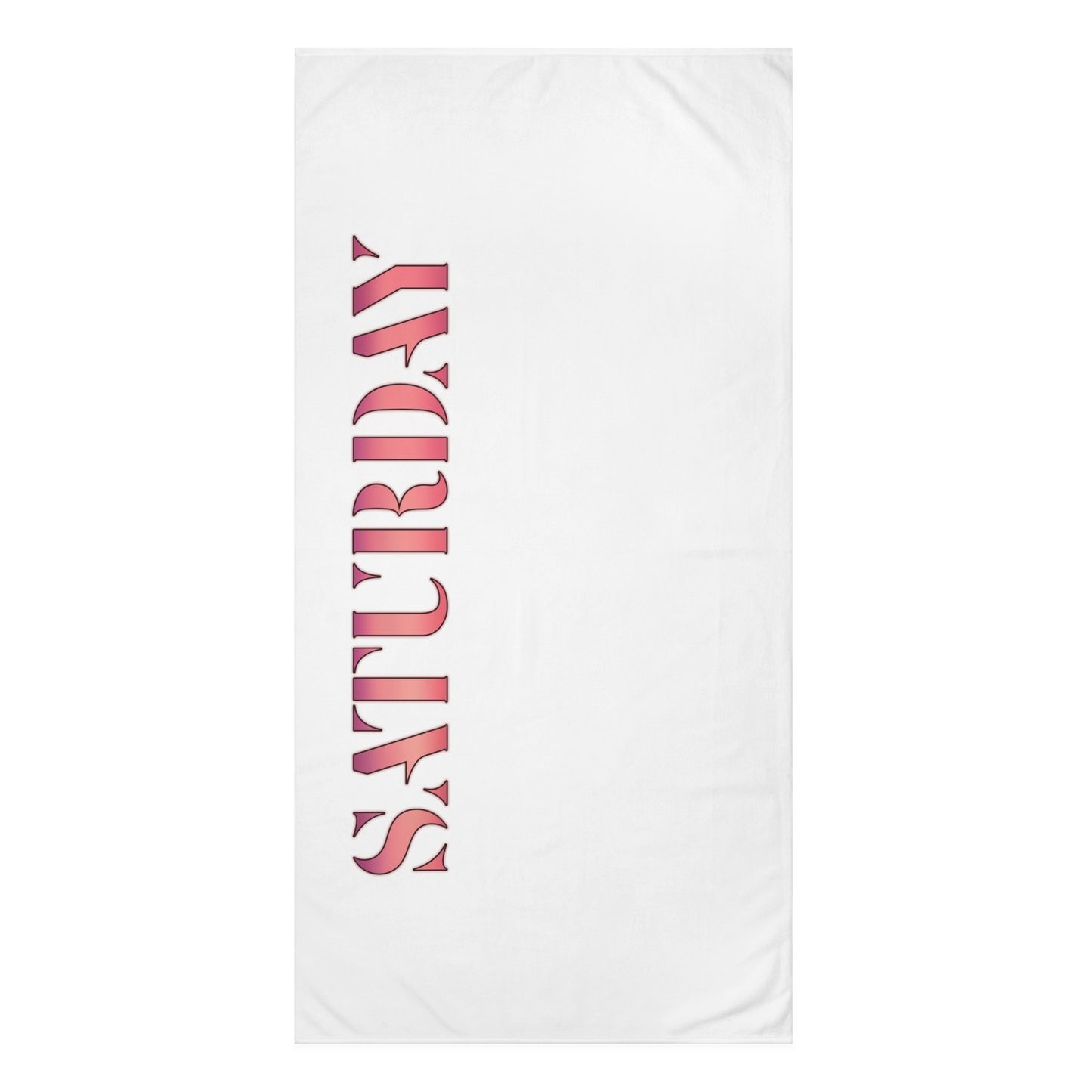 Beach Towel — 'SATURDAY' Pink Stencil Design