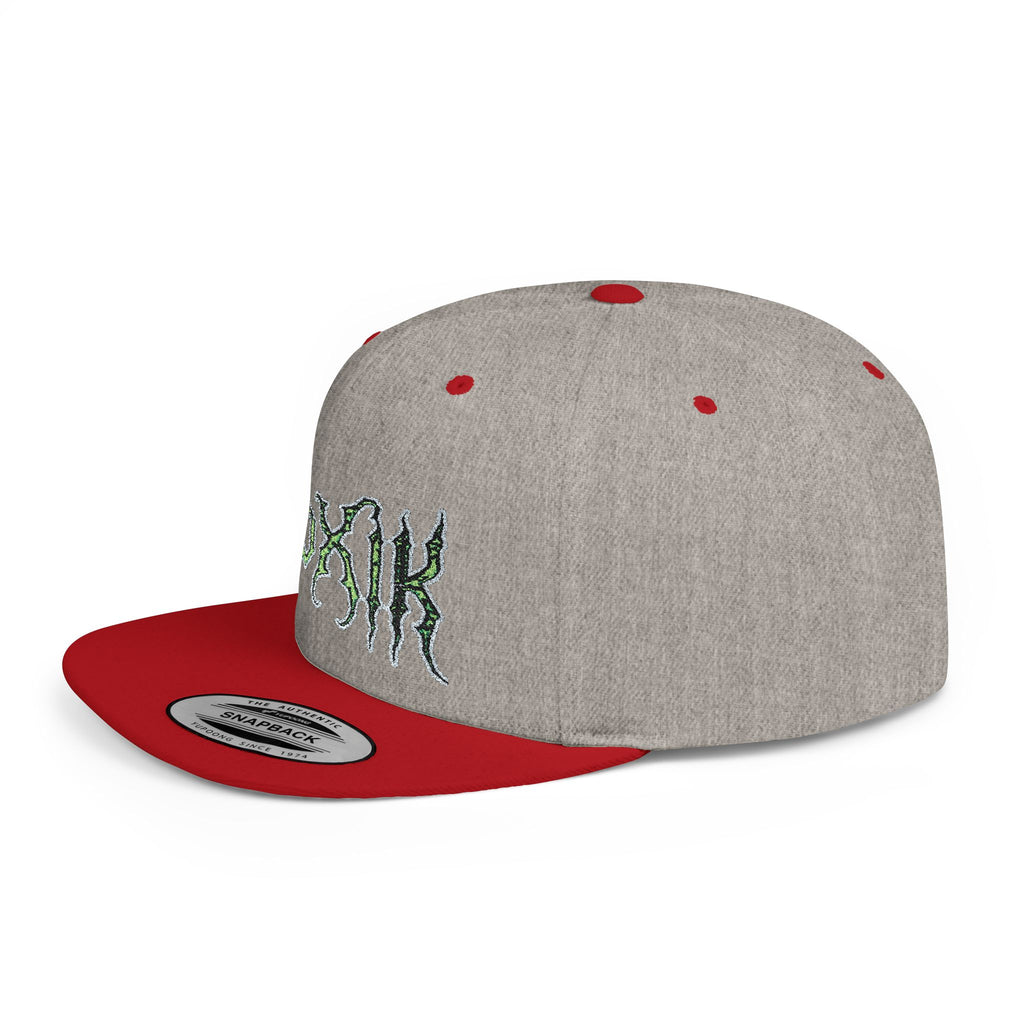 Flat Bill Snapback Hat — Green Drip Gothic Logo Embroidered Cap