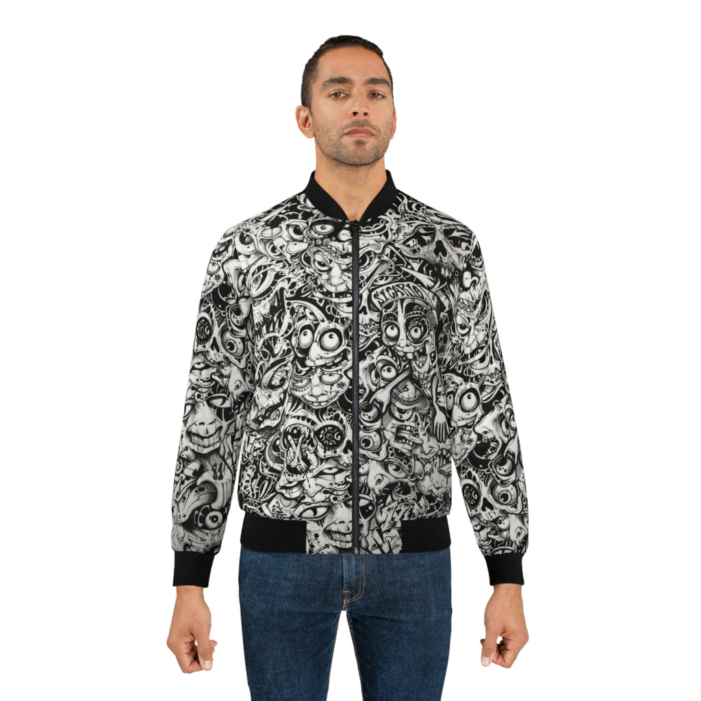 Doodle Skull All-Over Print Bomber Jacket