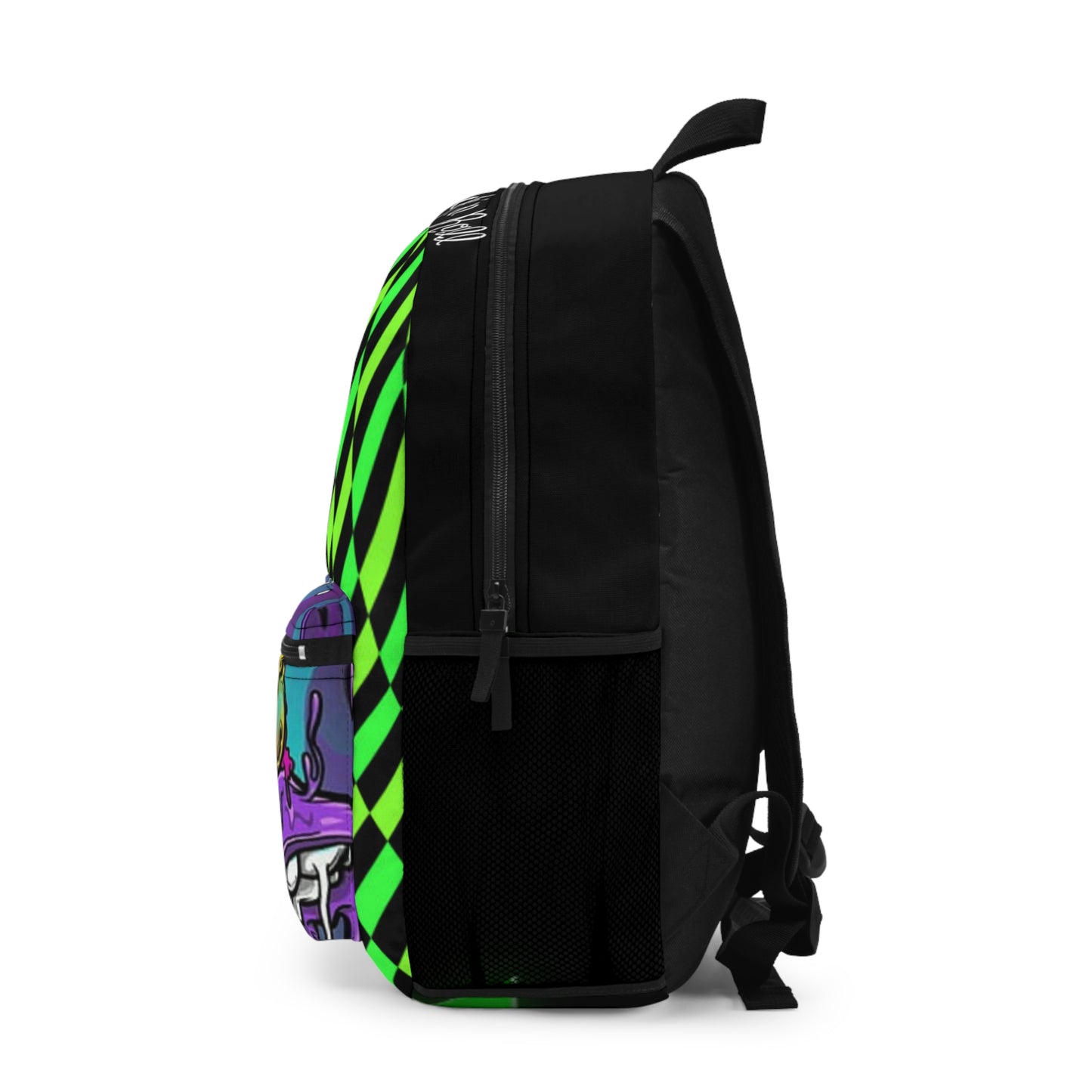 Psychedelic 'Good Vibes' Graphic Backpack — Retro Trippy Anti-Drug Design