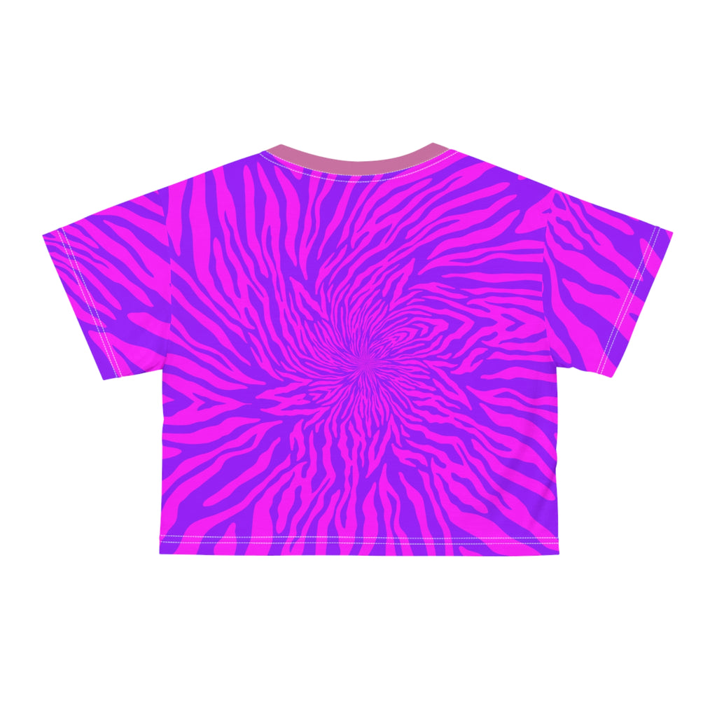 Toxic Crop Tee — Neon Pink Zebra Graphic Top