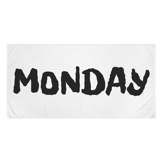 Monday Beach Towel — Bold Black 'MONDAY' Graphic Cotton Towel