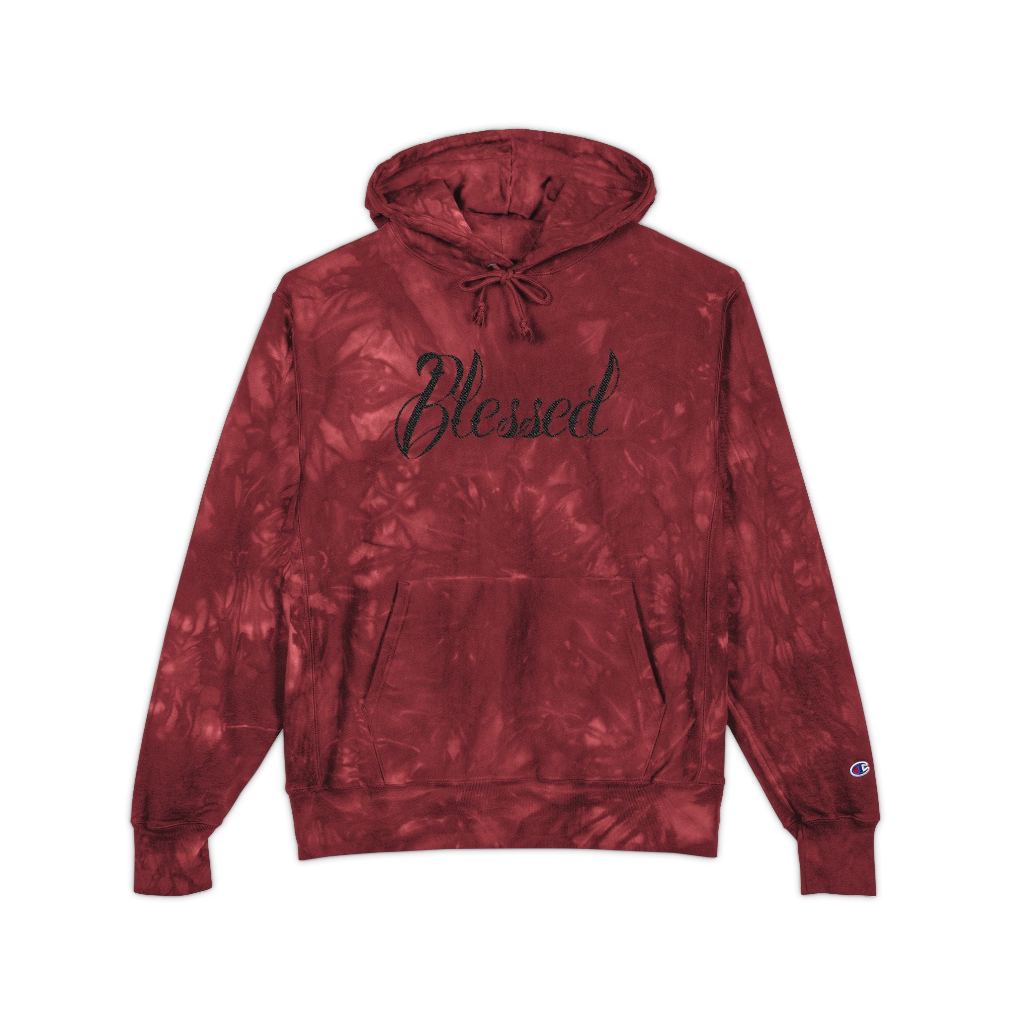 Tie-Dye Champion Hoodie — Embroidered Logo Pullover