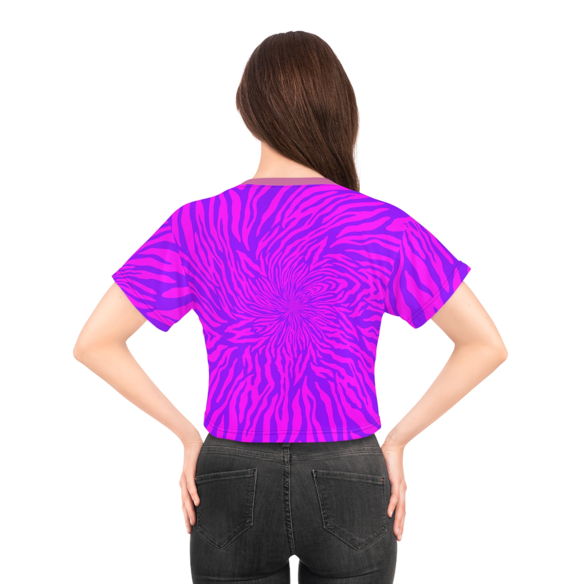 Toxic Crop Tee — Neon Pink Zebra Graphic Top