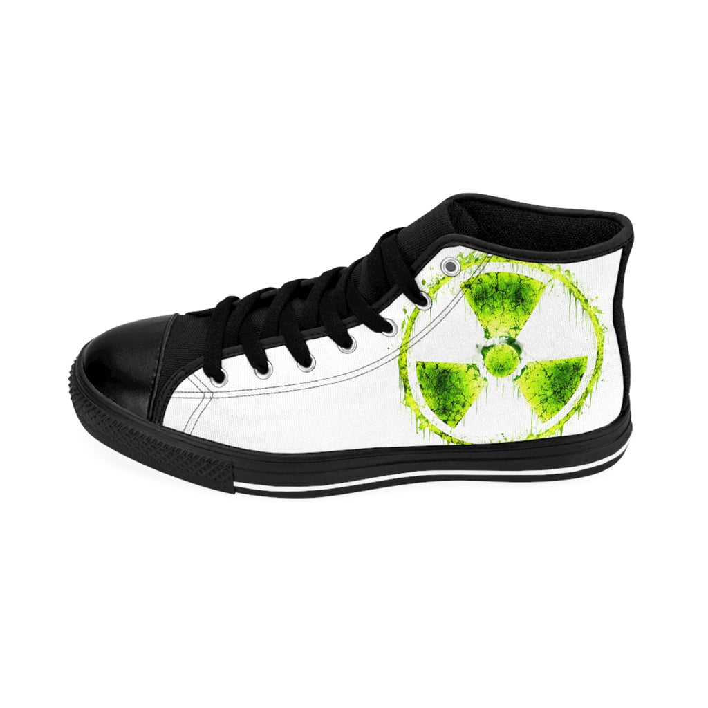Radioactive Symbol High-Top Sneakers — Green Biohazard Graphic Men's Classic Sneakers