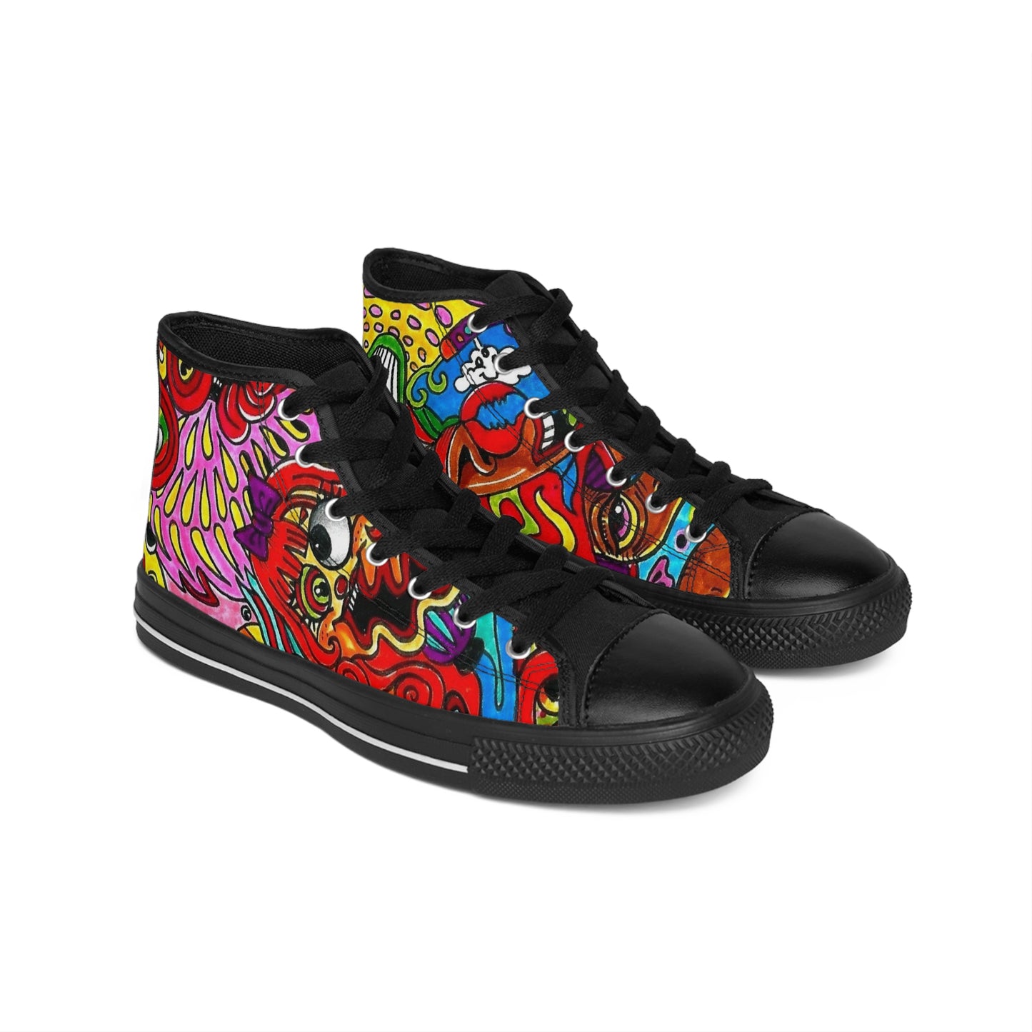 Psychedelic Art High-Top Sneakers — Vibrant Tie-Dye & Abstract Graphic Men’s Shoes