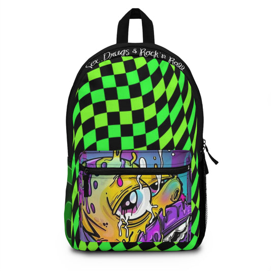 Psychedelic 'Good Vibes' Graphic Backpack — Retro Trippy Anti-Drug Design