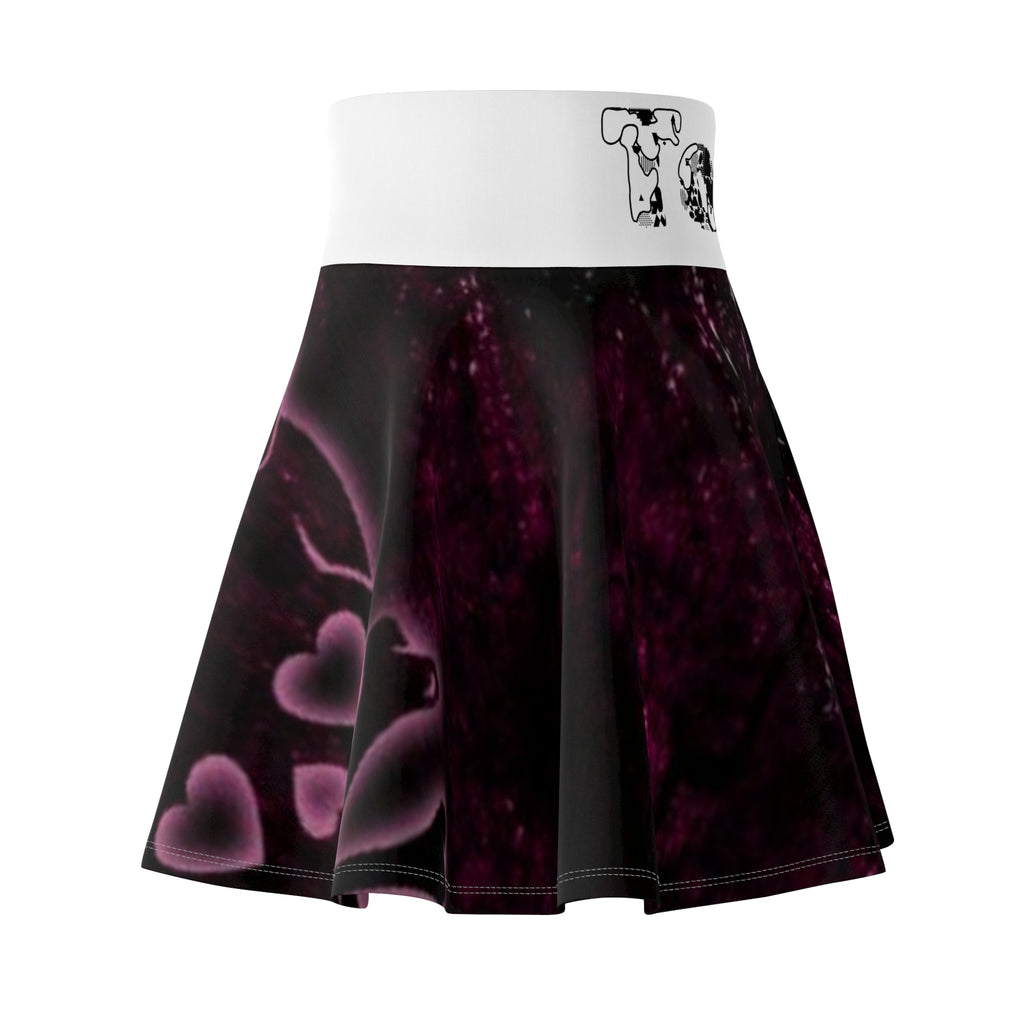 Skater Skirt — Pink Skull & Hearts AOP Print