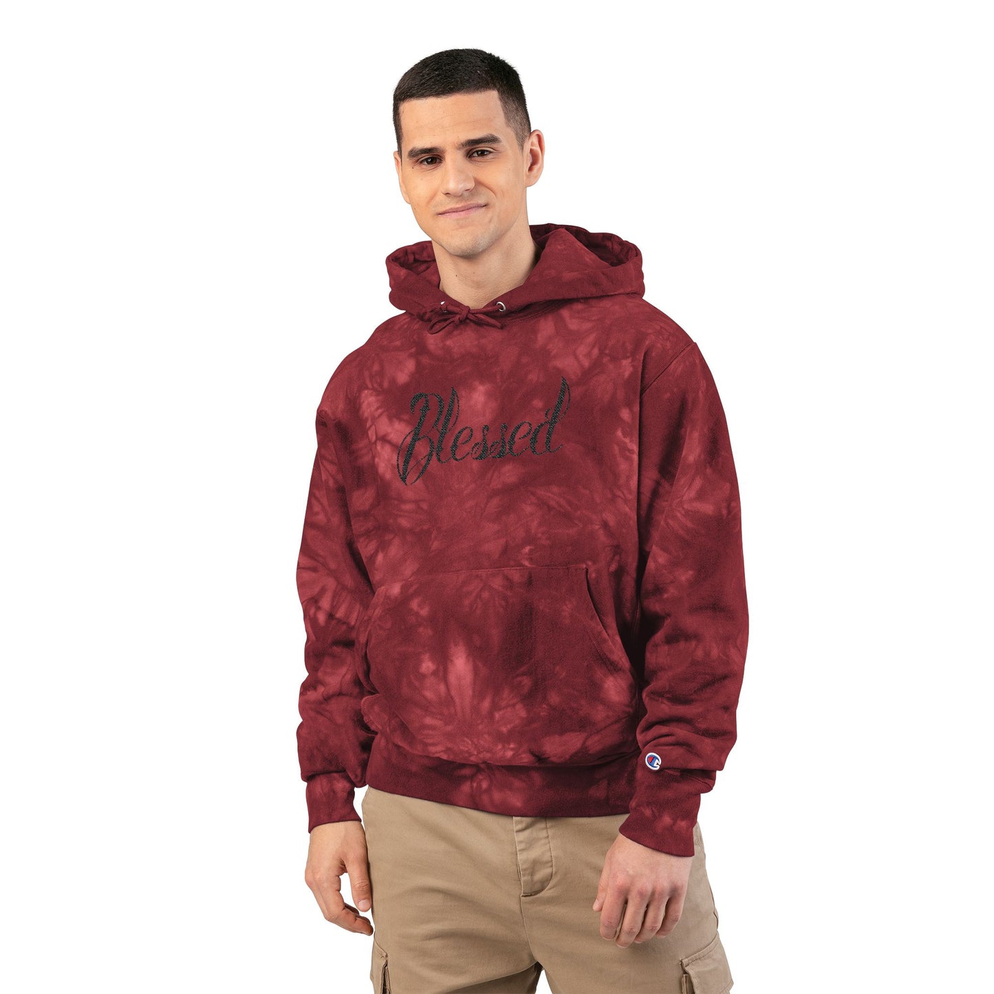 Tie-Dye Champion Hoodie — Embroidered Logo Pullover