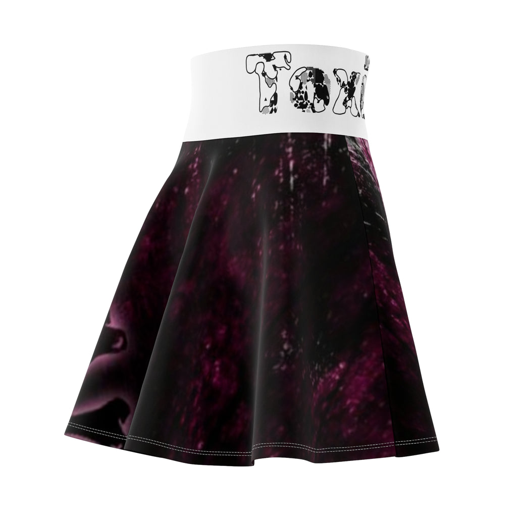 Skater Skirt — Pink Skull & Hearts AOP Print