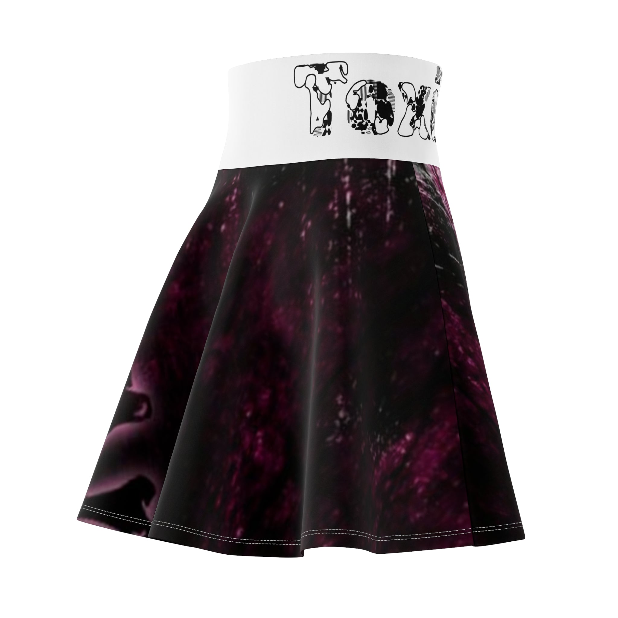 Skater Skirt — Pink Skull & Hearts AOP Print