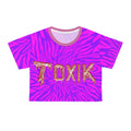 Toxic Crop Tee — Neon Pink Zebra Graphic Top