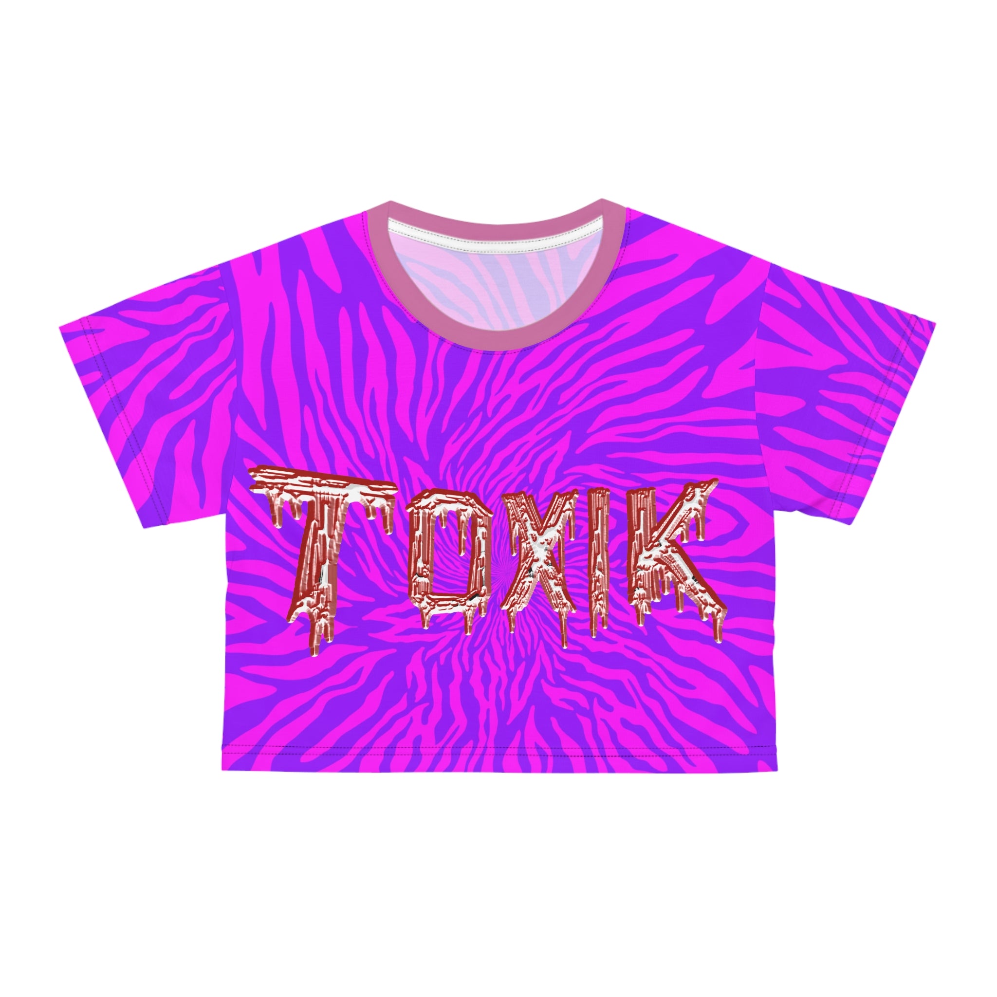 Toxic Crop Tee — Neon Pink Zebra Graphic Top