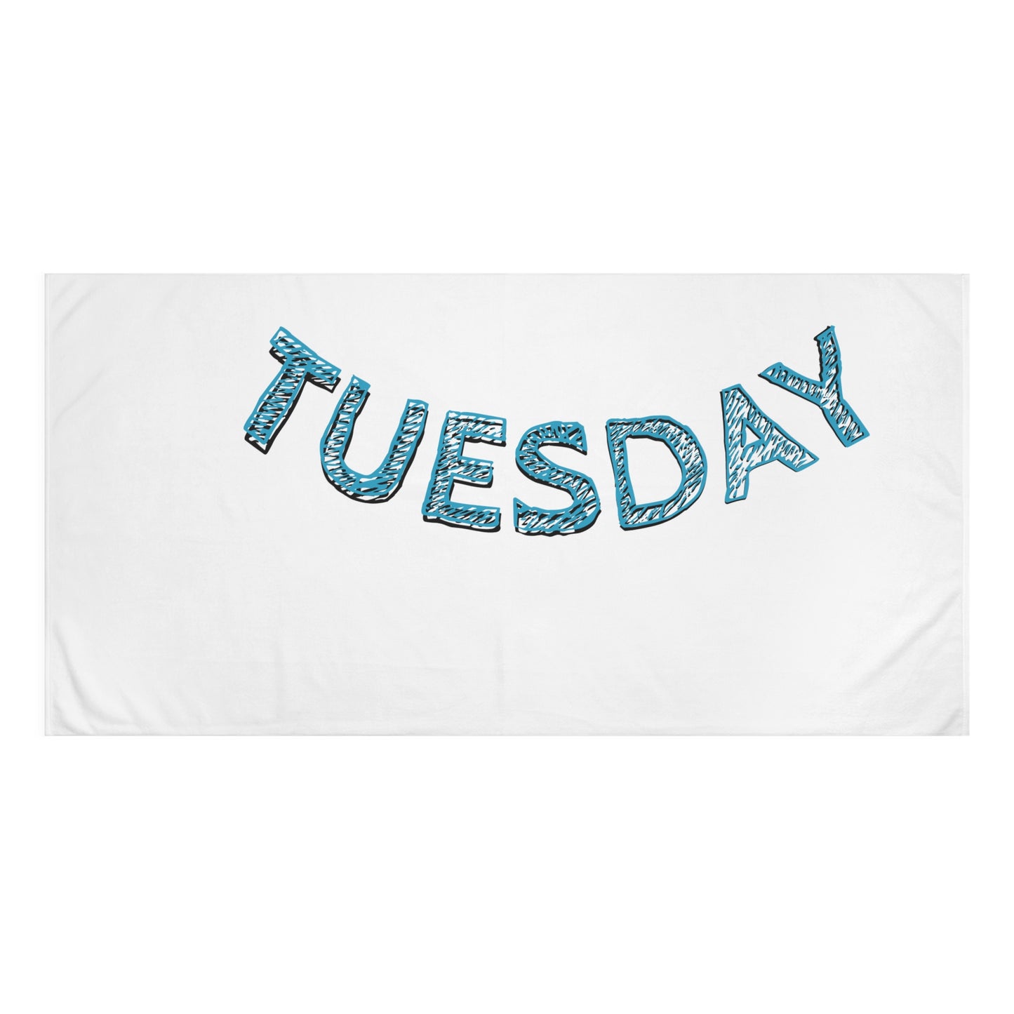 Tuesday Beach Towel — Blue Patterned "TUESDAY" Text