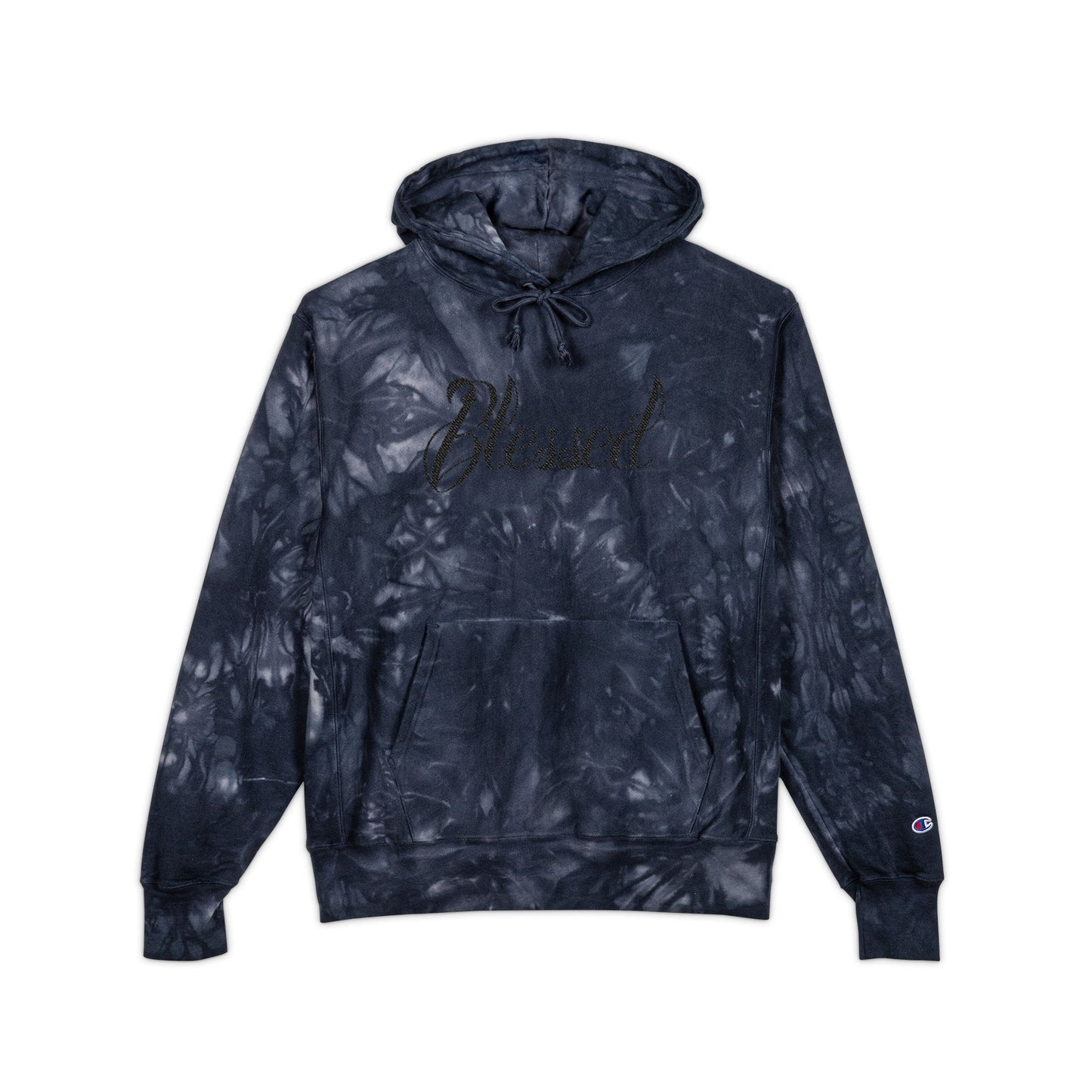 Tie-Dye Champion Hoodie — Embroidered Logo Pullover