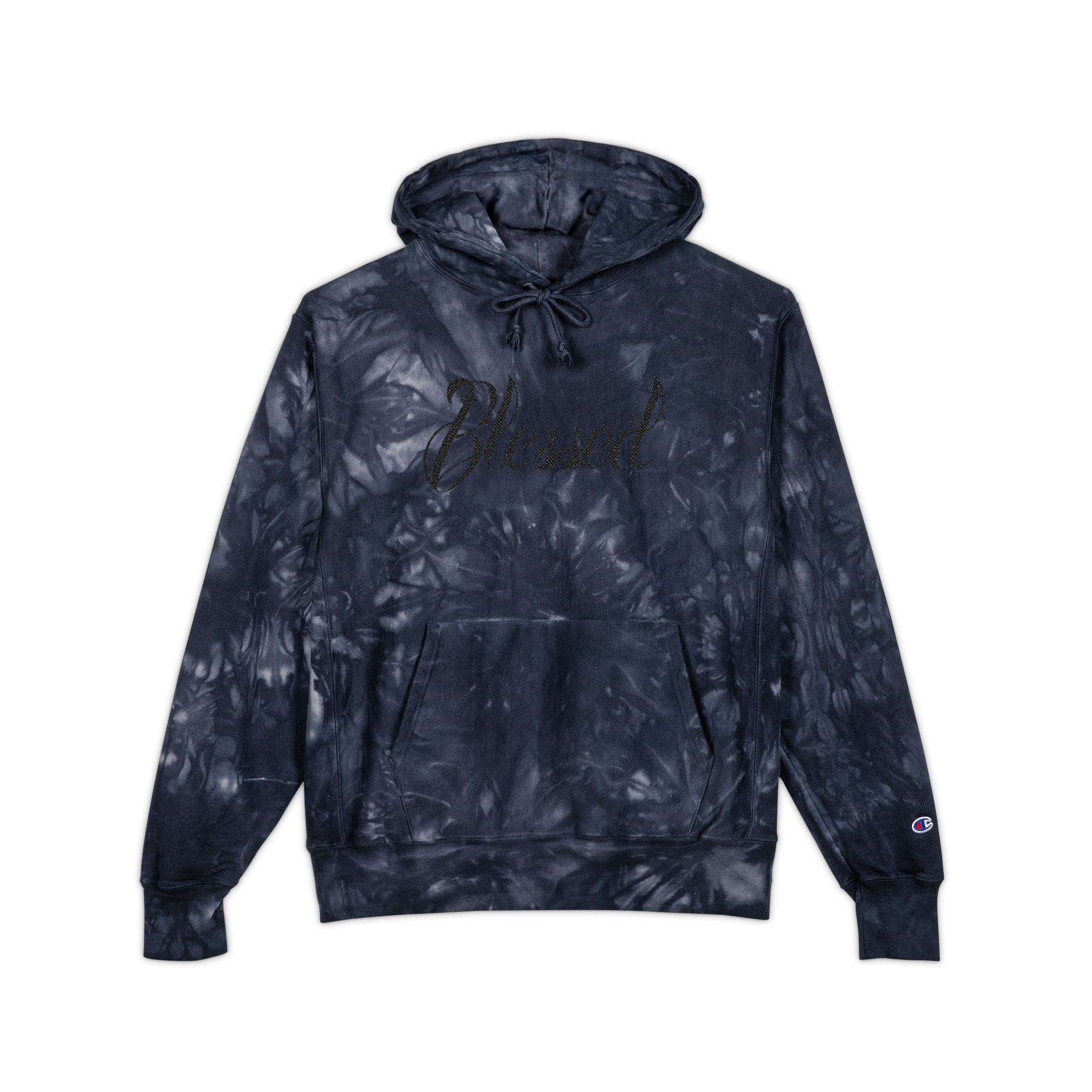 Tie-Dye Champion Hoodie — Embroidered Logo Pullover
