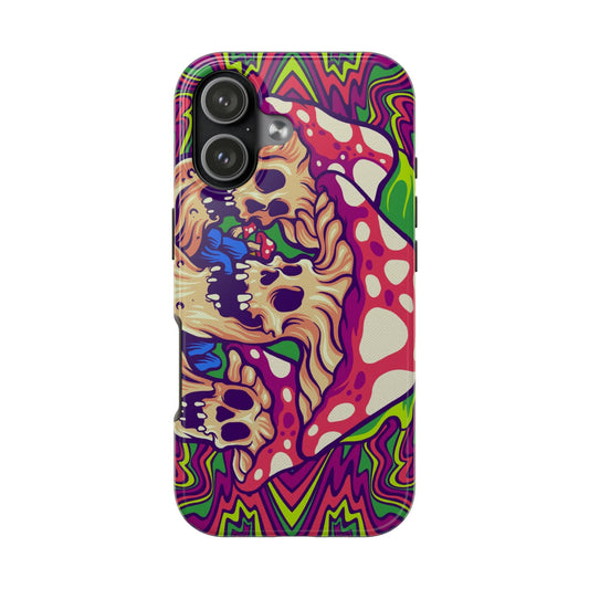 Psychedelic Skull Mushroom Phone Case — Trippy Skull & Toadstool Tough Phone Cover