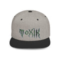 Flat Bill Snapback Hat — Green Drip Gothic Logo Embroidered Cap