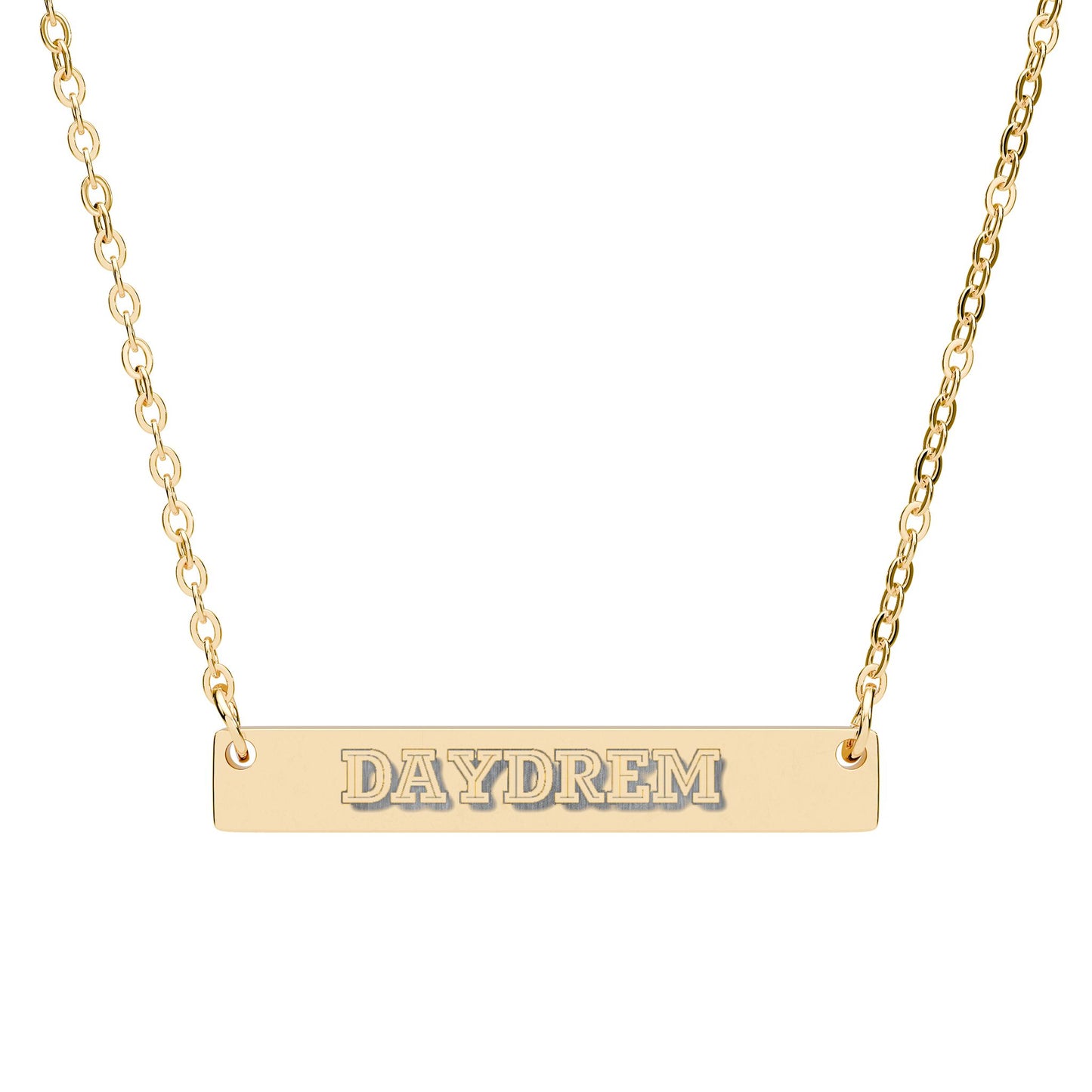 Engraved Horizontal Bar Necklace — Personalized Name & Message Pendant